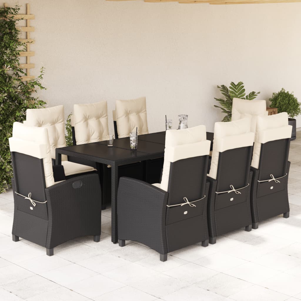 9-delige Tuinset poly rattan zwart – afbeelding 1