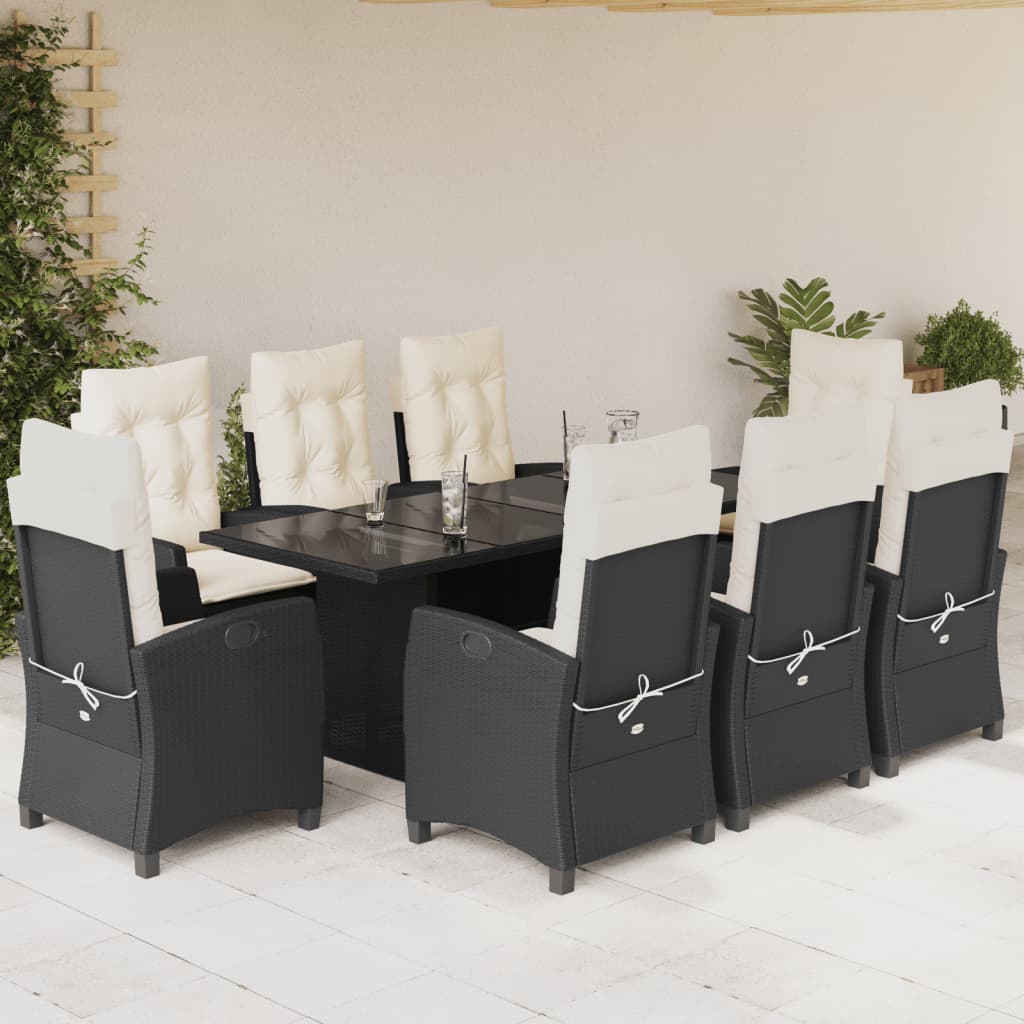 9-delige Tuinset poly rattan zwart – afbeelding 1