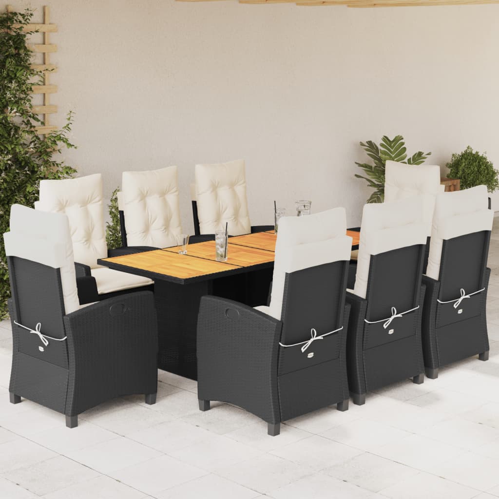 9-delige Tuinset poly rattan zwart – afbeelding 1