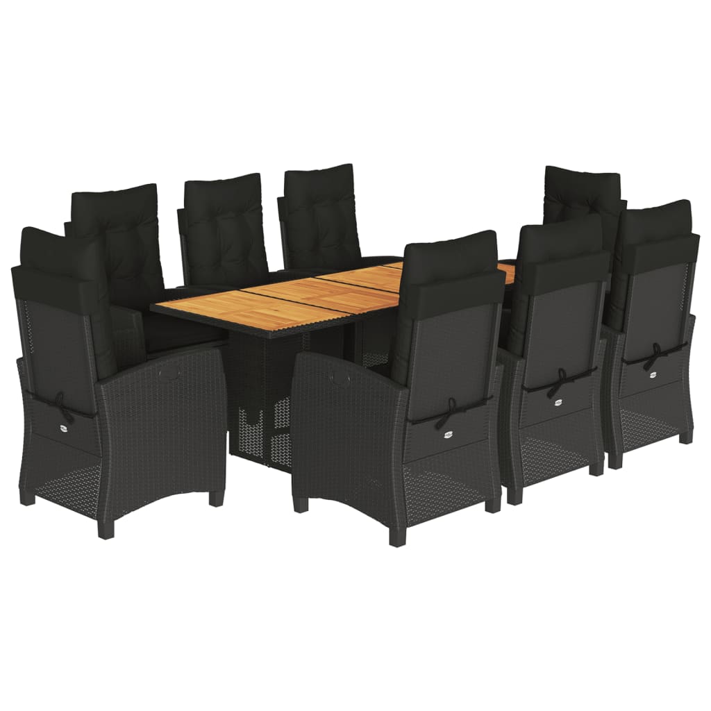 9-delige Tuinset poly rattan zwart – afbeelding 2