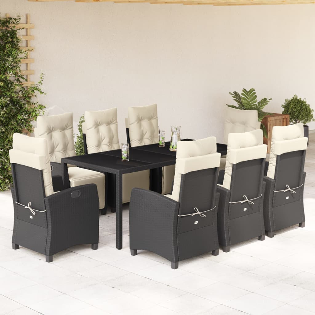 9-delige Tuinset poly rattan zwart – afbeelding 1