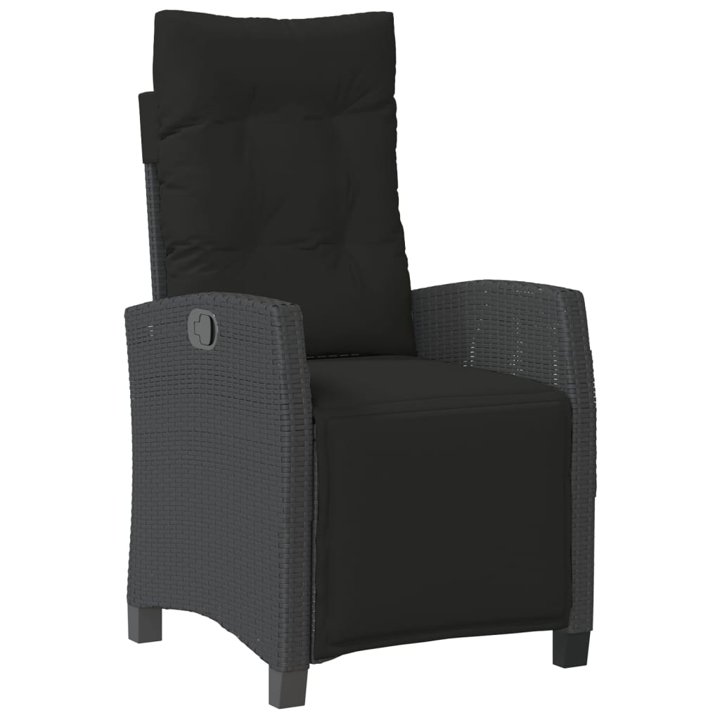 7-delige Tuinset met kussens poly rattan zwart – afbeelding 3