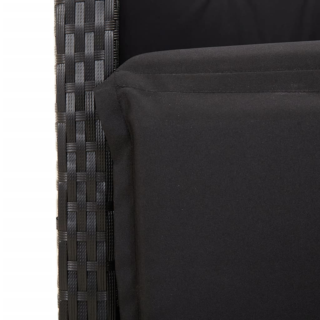 7-delige Tuinset met kussens poly rattan zwart – afbeelding 6