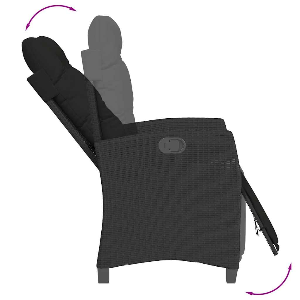 9-delige Tuinset poly rattan zwart – afbeelding 4