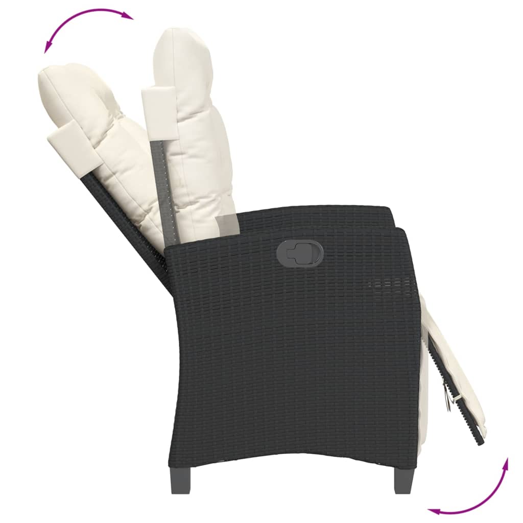 3-delige Tuinset met kussens poly rattan zwart – afbeelding 4
