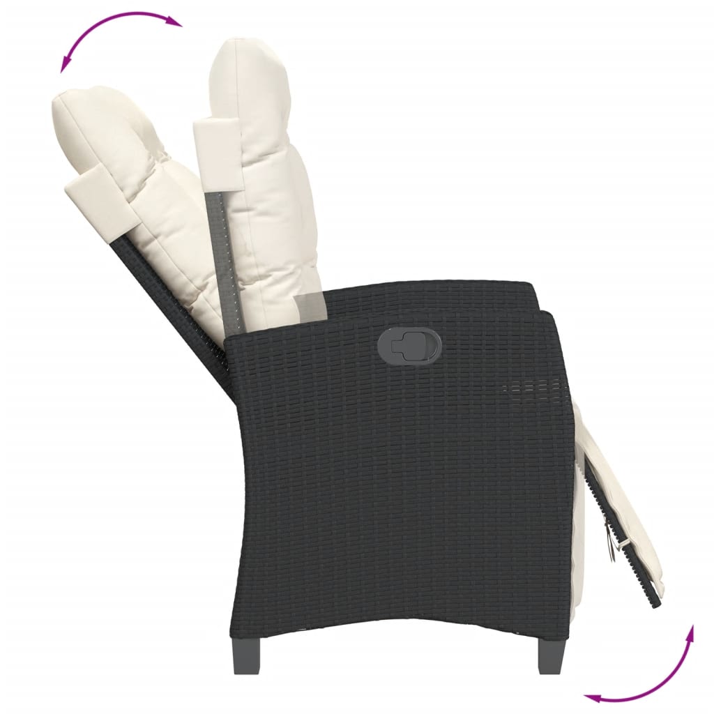 5-delige Tuinset met kussens poly rattan zwart – afbeelding 4