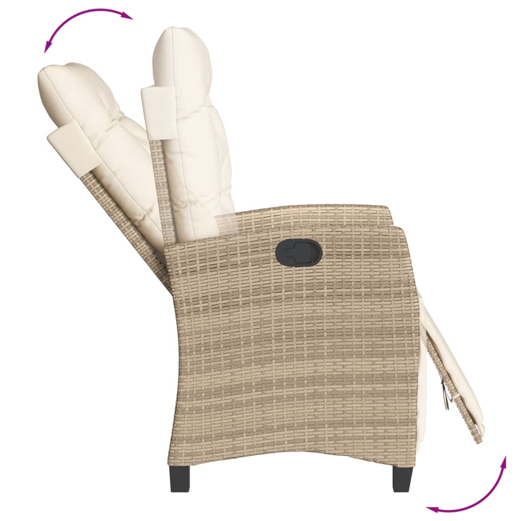 3-delige Tuinset met kussens poly rattan beige – afbeelding 4
