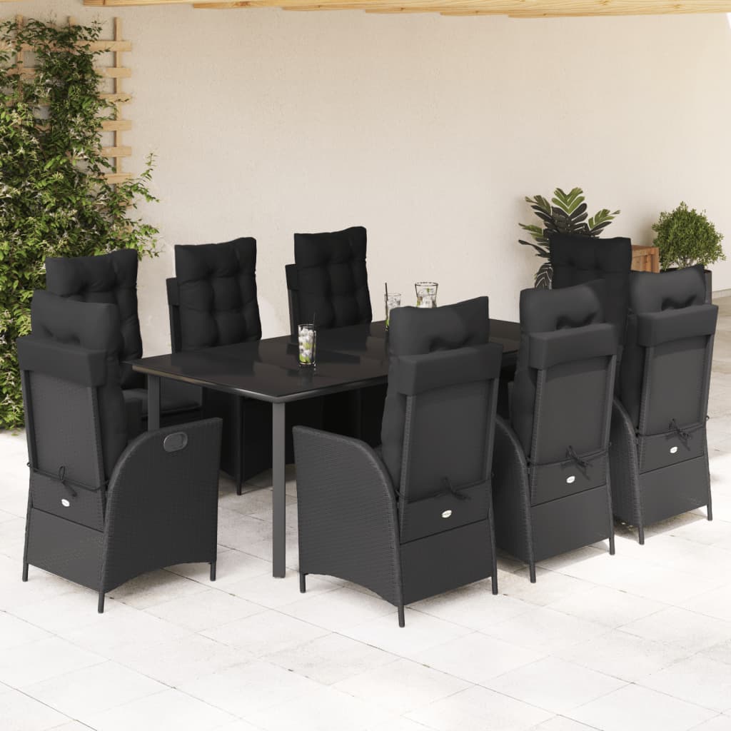 9-delige Tuinset poly rattan zwart – afbeelding 1
