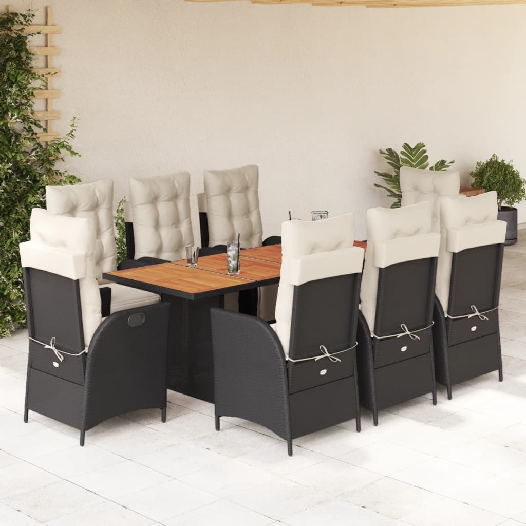9-delige Tuinset poly rattan zwart – afbeelding 1