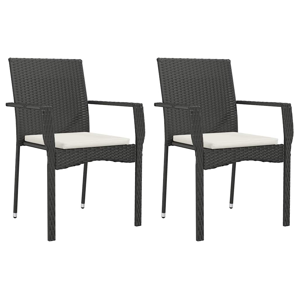 7-delige Tuinset met kussens poly rattan zwart – afbeelding 3