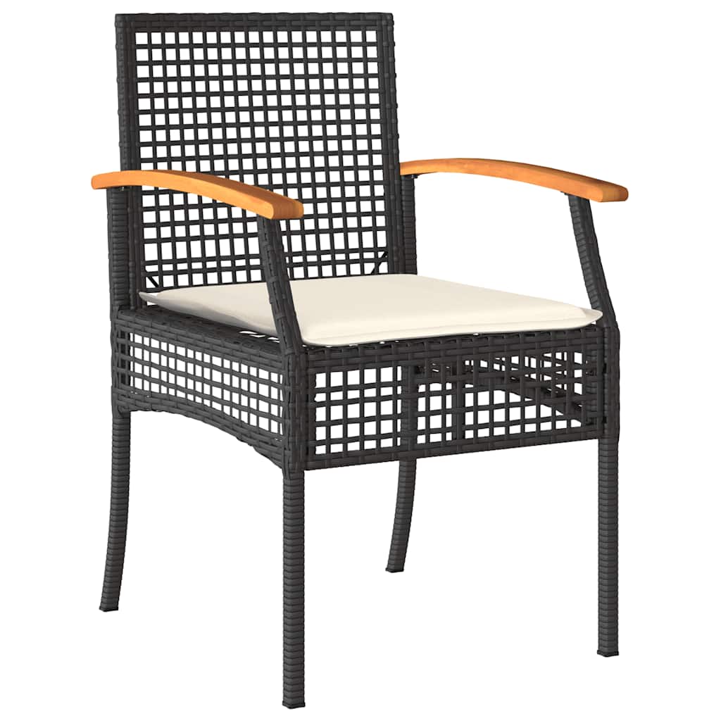 7-delige Tuinset met kussens poly rattan zwart – afbeelding 3