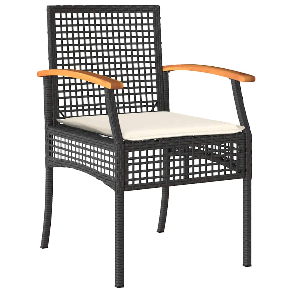 7-delige Tuinset met kussens poly rattan zwart – afbeelding 3