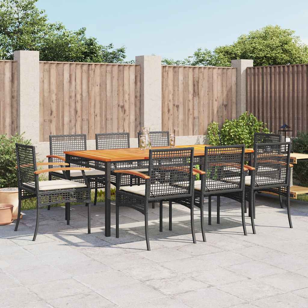 9-delige Tuinset poly rattan zwart – afbeelding 1