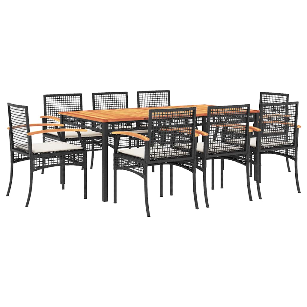 9-delige Tuinset poly rattan zwart – afbeelding 2