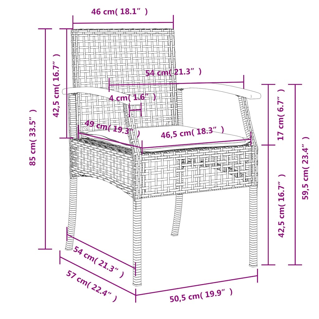 9-delige Tuinset poly rattan zwart – afbeelding 8