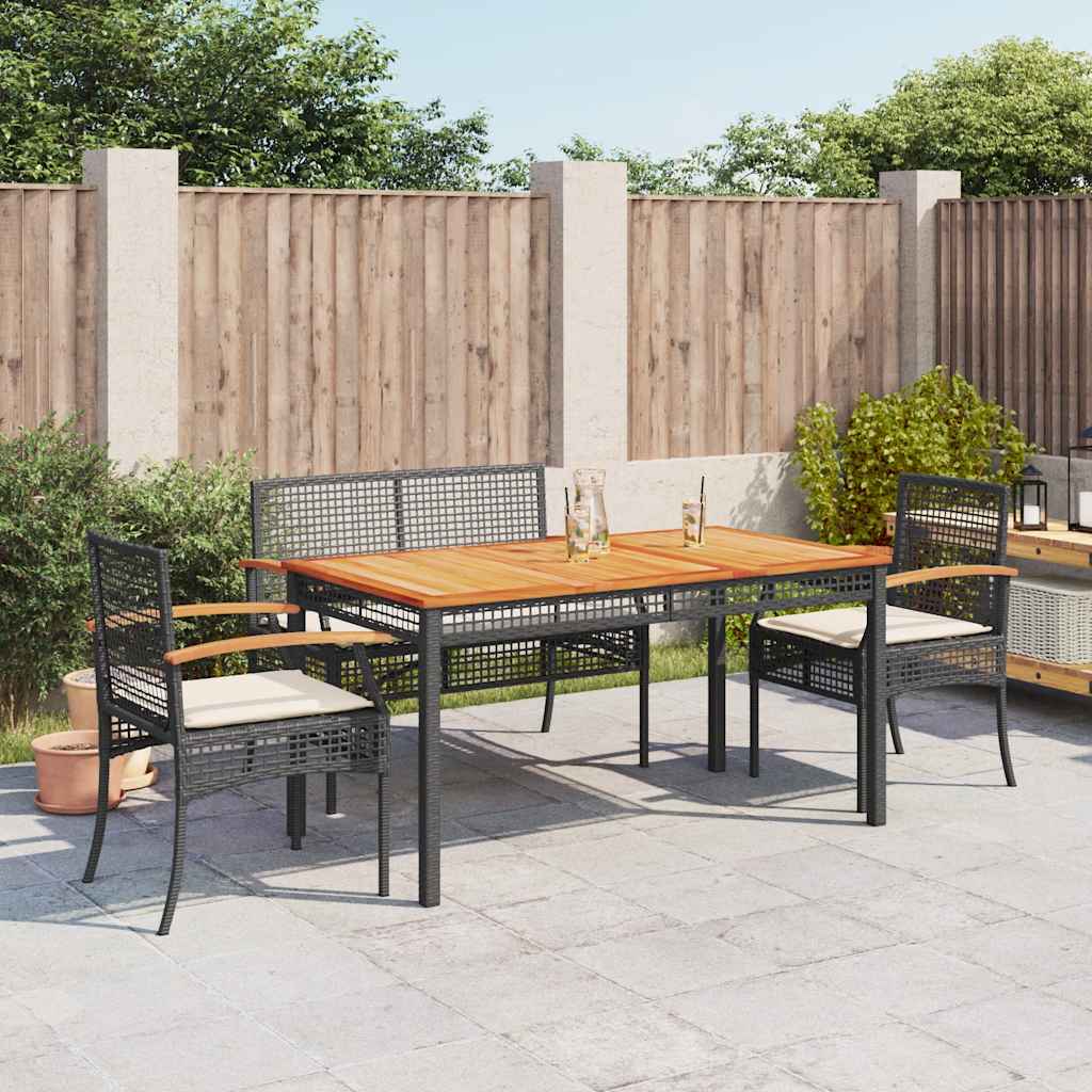 4-delige Tuinset met kussens poly rattan zwart – afbeelding 1