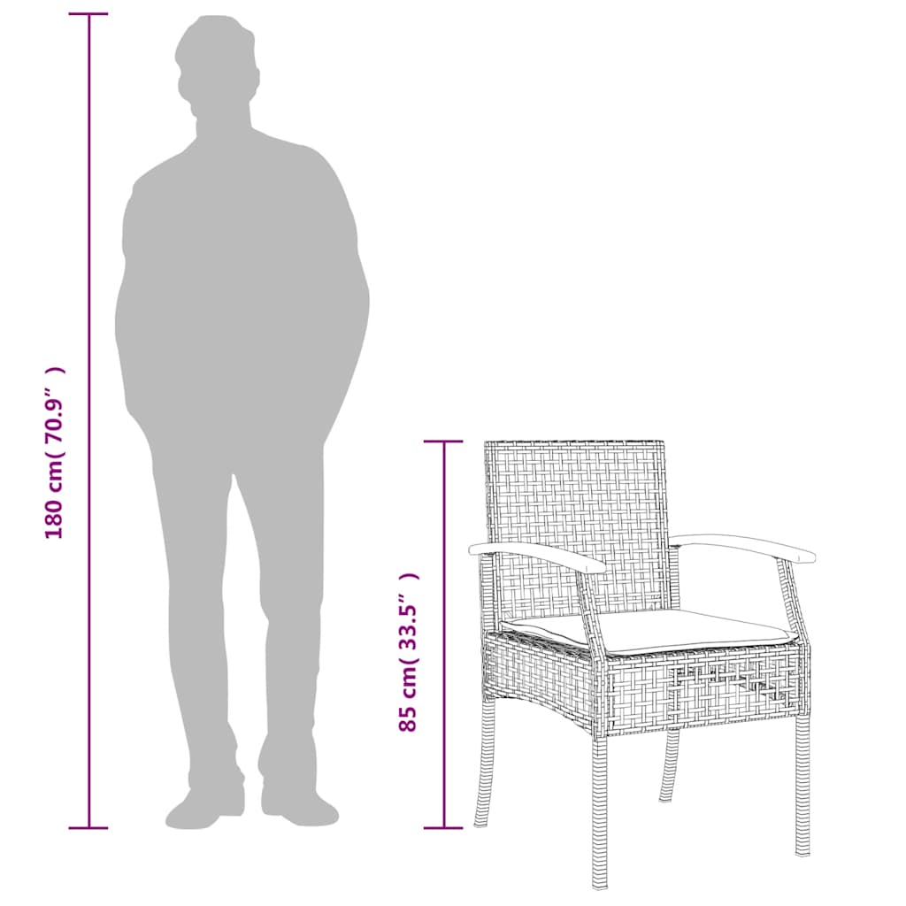 4-delige Tuinset met kussens poly rattan zwart – afbeelding 10