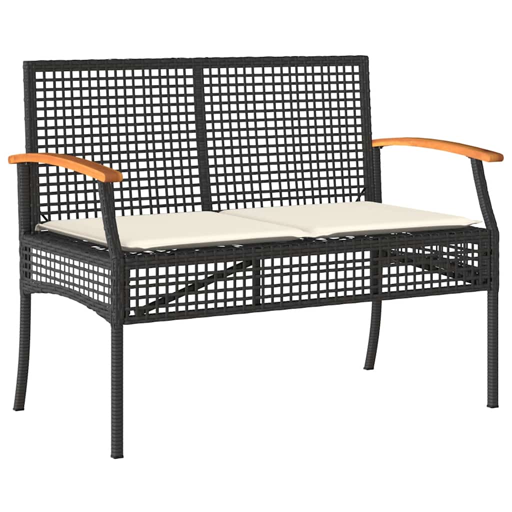 4-delige Tuinset met kussens poly rattan zwart – afbeelding 3