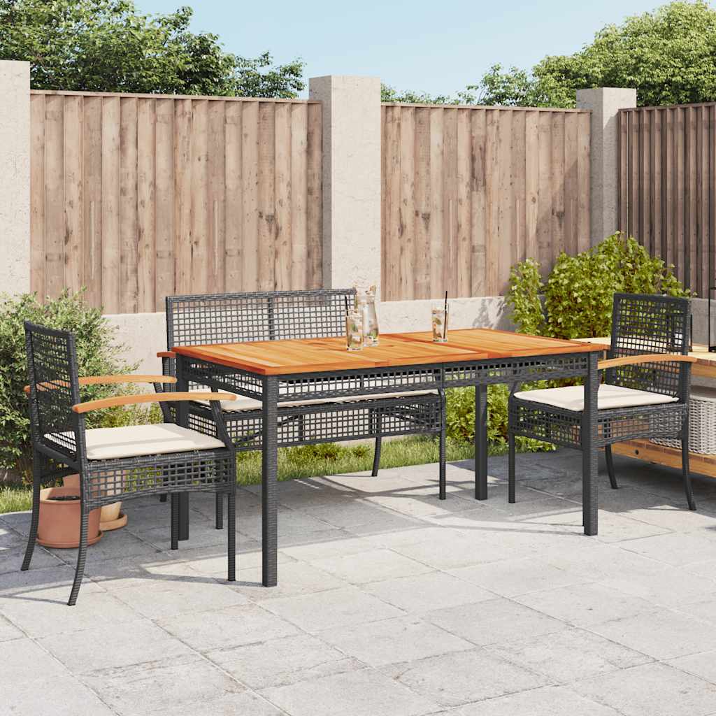 5-delige Tuinset met kussens poly rattan zwart – afbeelding 1