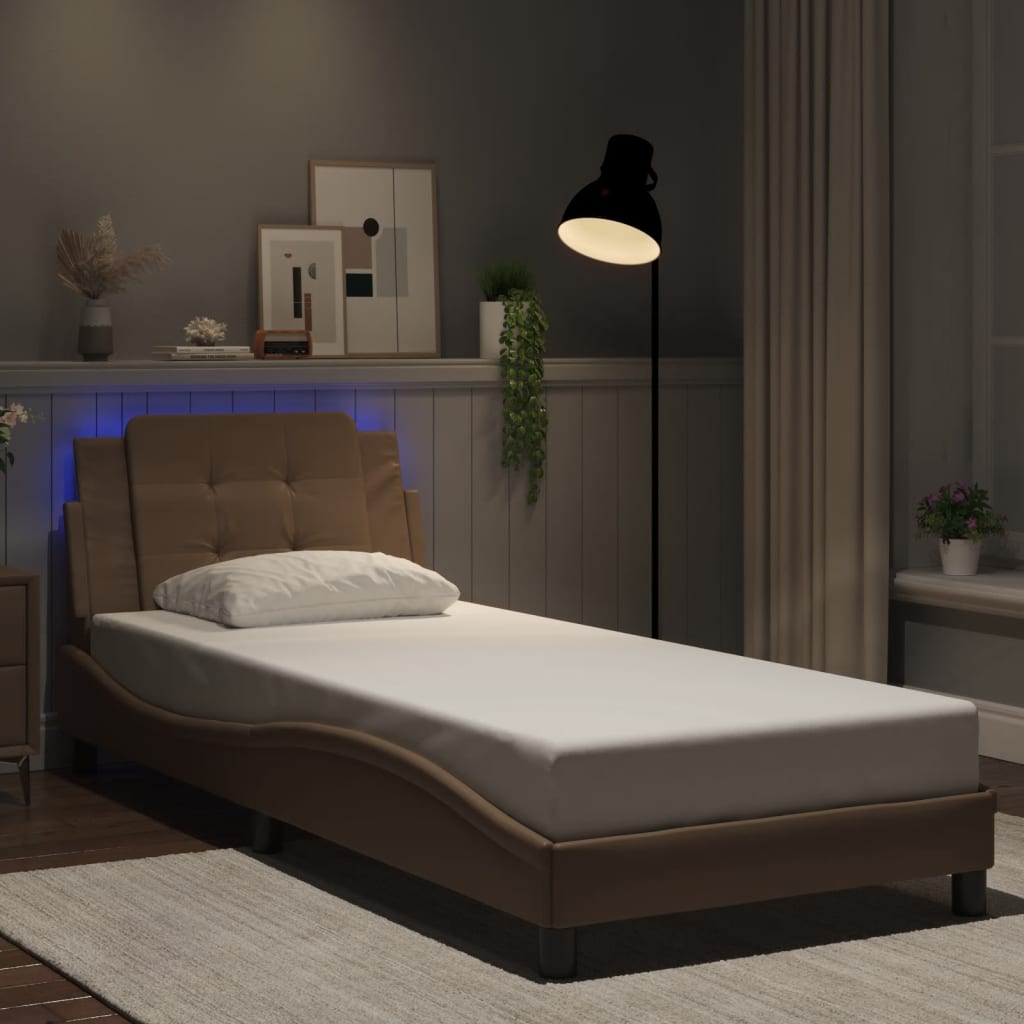 Bedframe met LED zonder matras "Zadar" cappuccino 90x190 cm – afbeelding 1