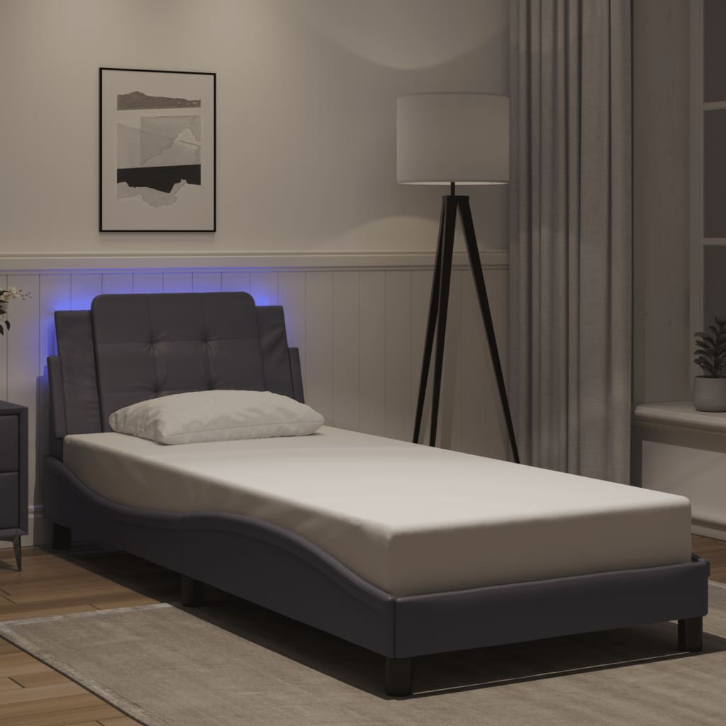 Bedframe met LED zonder matras "Zadar" grijs 100x200 cm – afbeelding 1