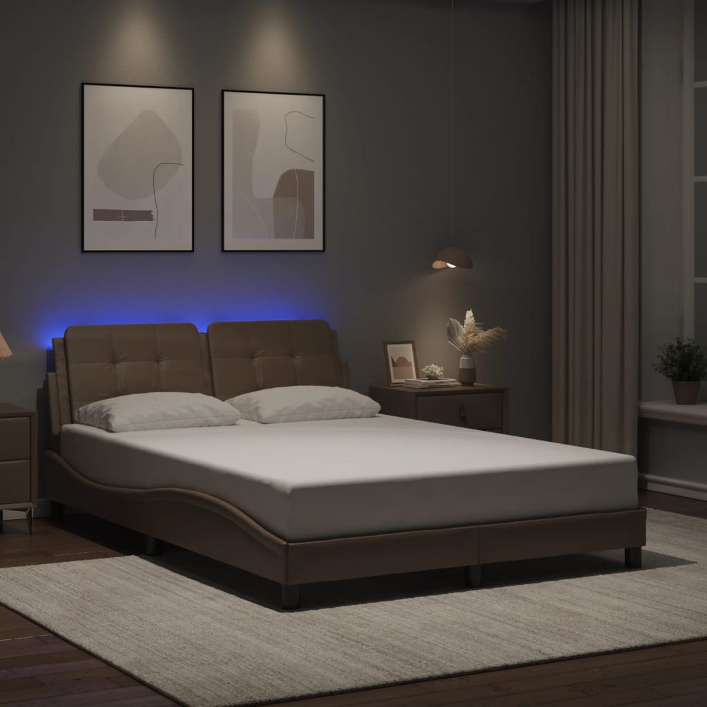 Bedframe met LED zonder matras "Zadar" cappuccino 140x200 cm – afbeelding 1