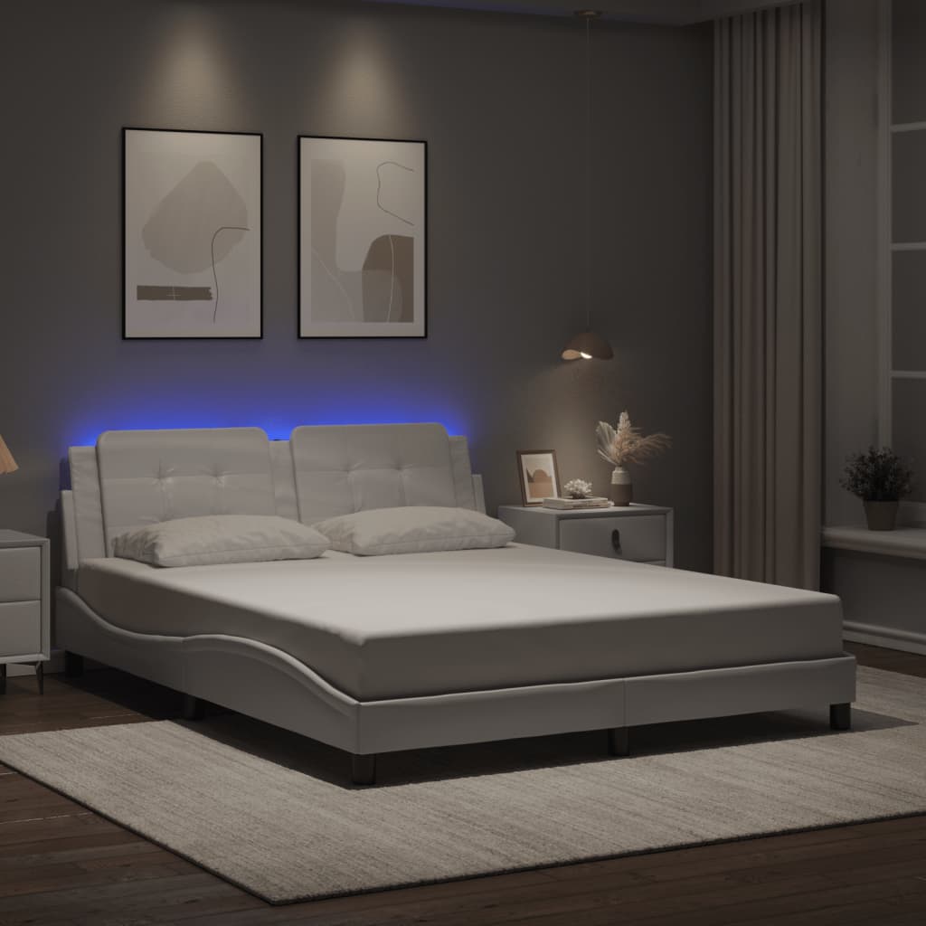 Bedframe met LED zonder matras "Zadar" wit 160x200 cm – afbeelding 1