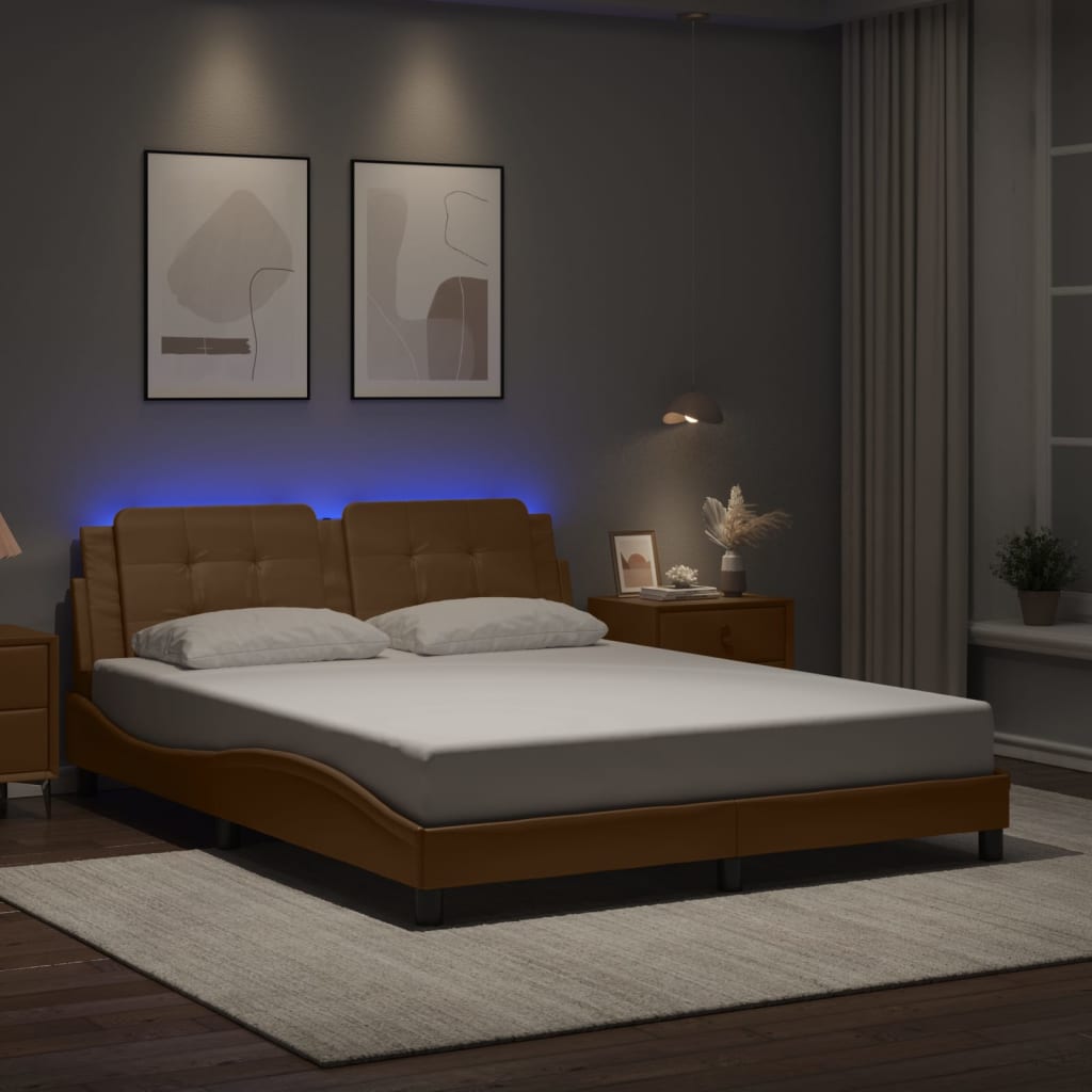 Bedframe met LED zonder matras "Zadar" cappuccino 160x200 cm – afbeelding 1