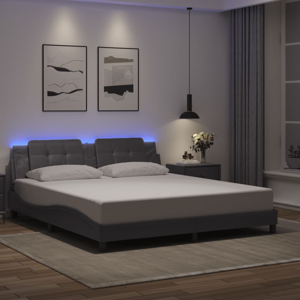 Bedframe met LED zonder matras "Zadar" zwart 180x200 cm – afbeelding 1