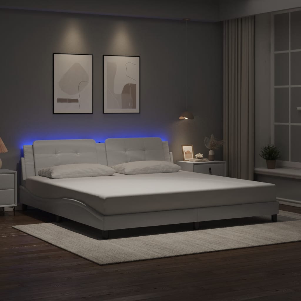 Bedframe met LED zonder matras "Zadar" wit 200x200 cm – afbeelding 1