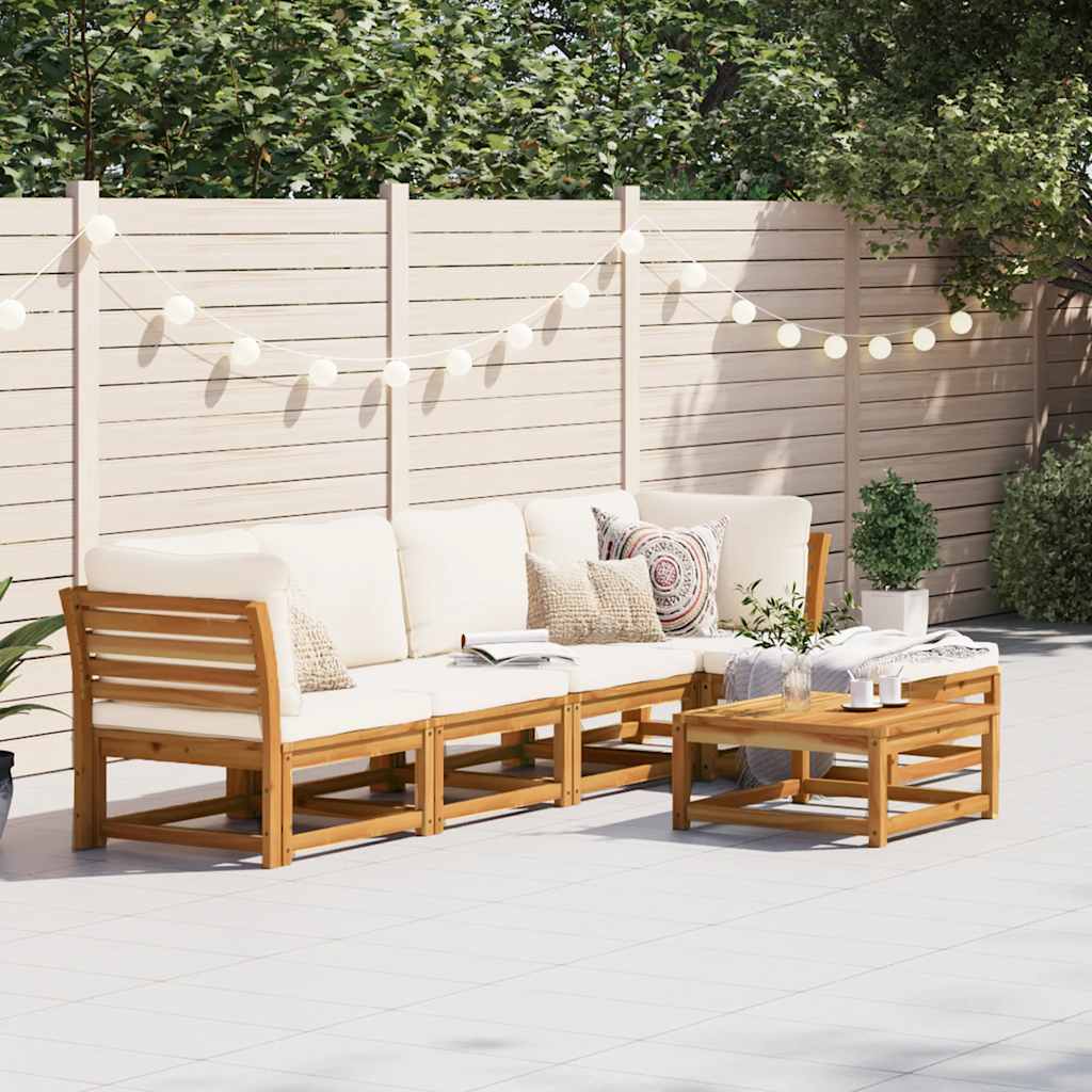 6-delige Loungeset met kussens massief acaciahout – afbeelding 1