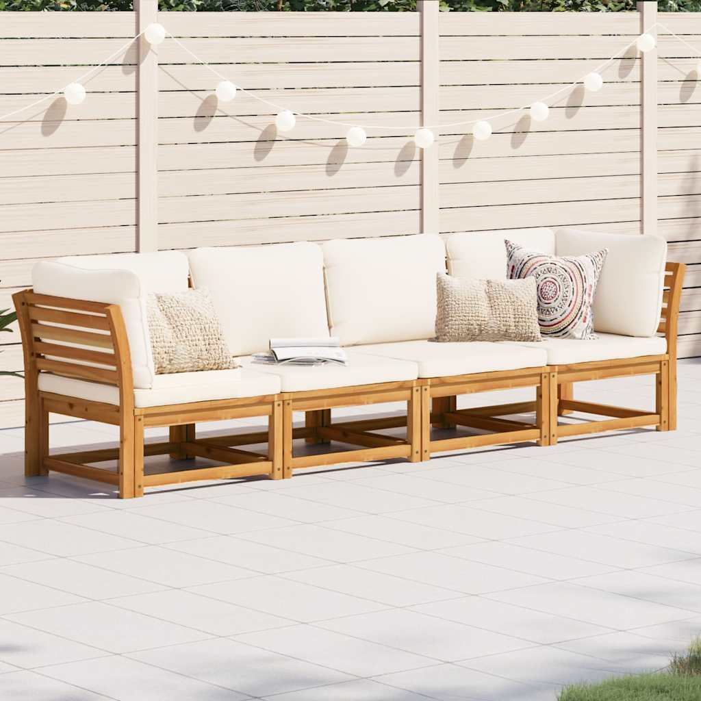 4-delige Loungeset met kussens massief acaciahout – afbeelding 1