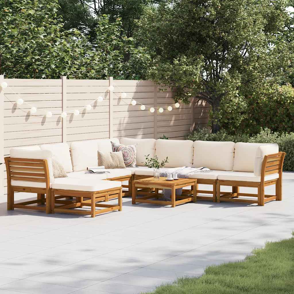9-delige Loungeset met kussens massief acaciahout – afbeelding 1