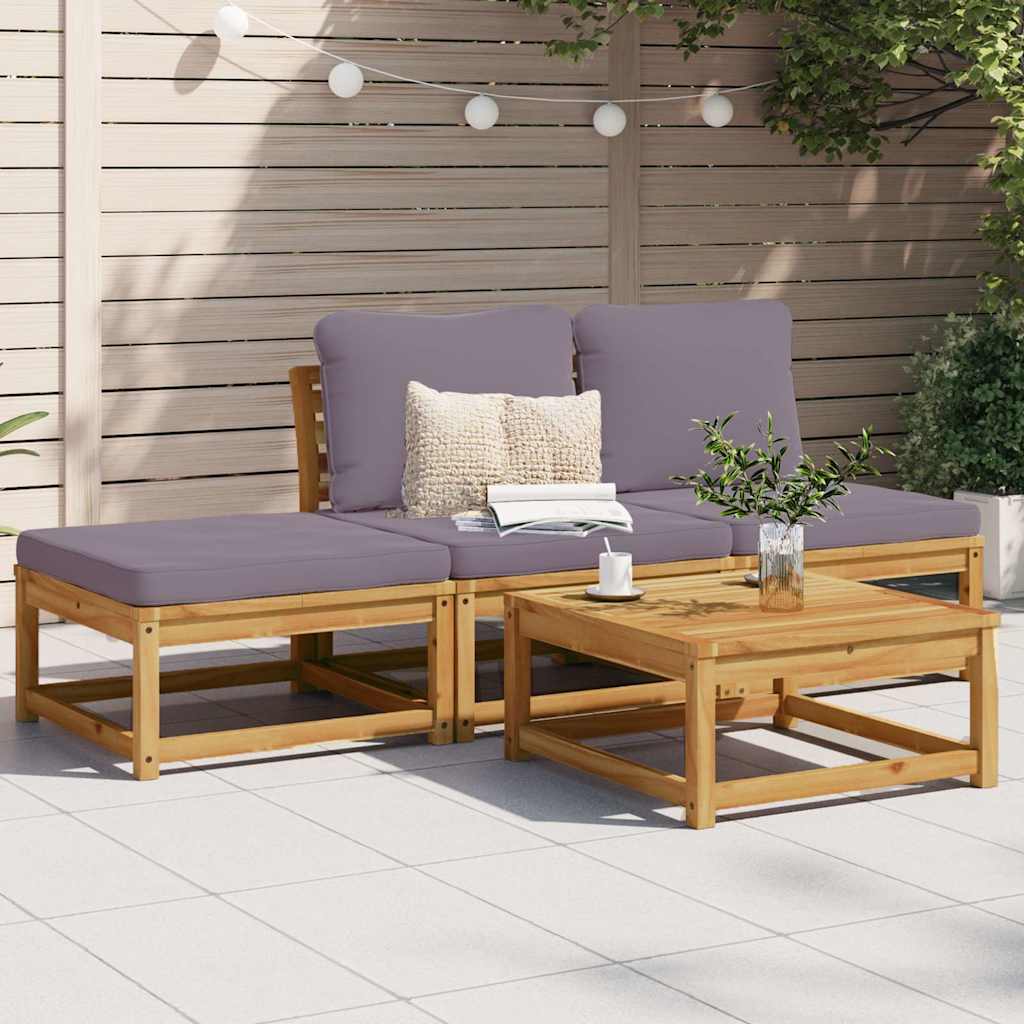 4-delige Loungeset met kussens massief acaciahout – afbeelding 1