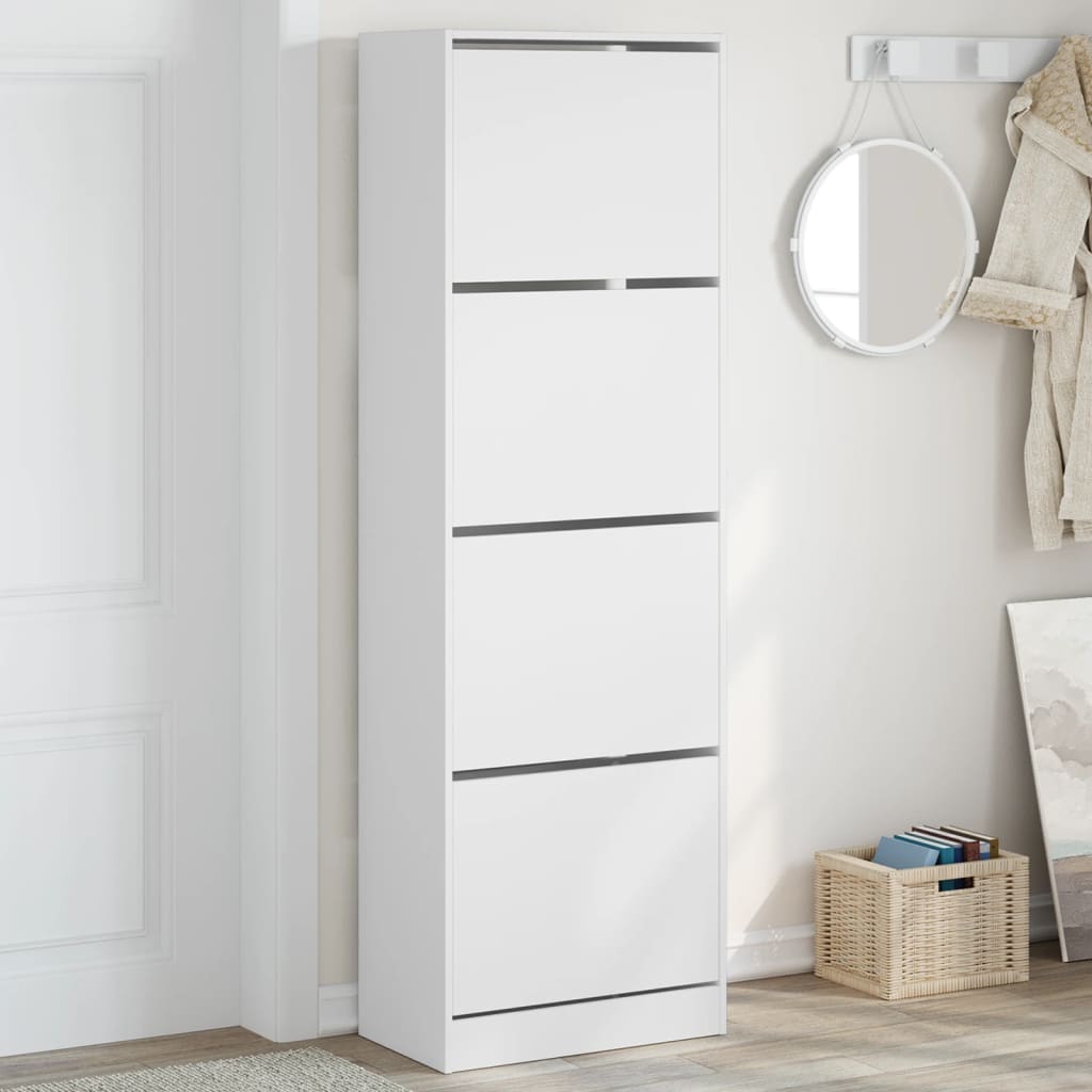 Schoenenkast met 4 klaplades 60x34x187,5 cm wit – afbeelding 1