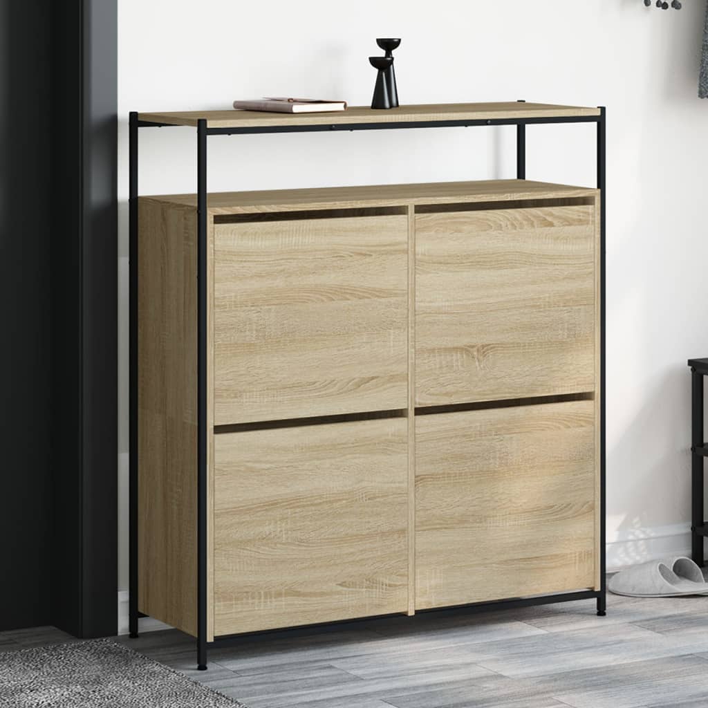 Schoenenkast met 4 klaplades 100x34x112 cm sonoma eikenkleurig