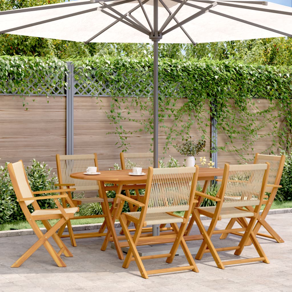 Tuinstoelen 6 st inklapbaar massief acaciahout beige – afbeelding 1