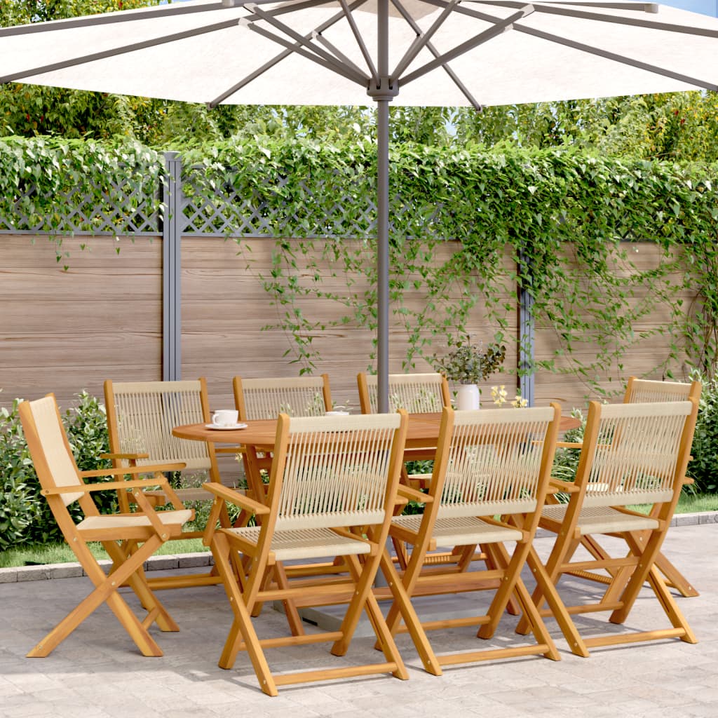 Tuinstoelen 8 st inklapbaar massief acaciahout beige – afbeelding 1