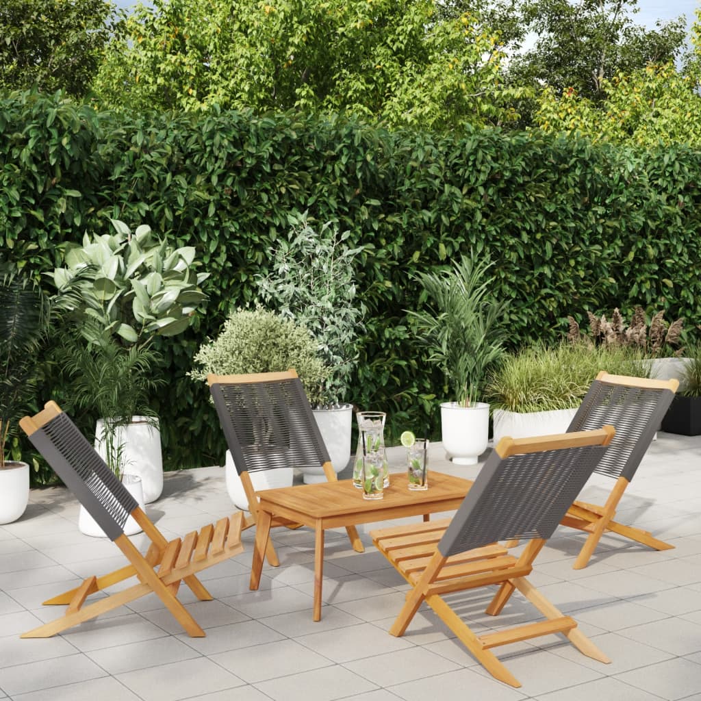 Tuinstoelen 4 st inklapbaar massief acaciahout grijs – afbeelding 1