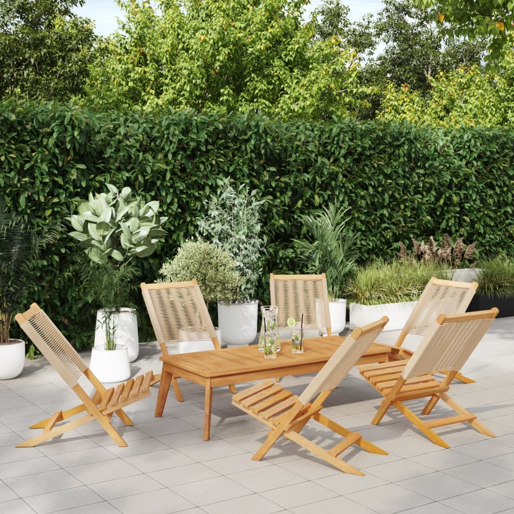 Tuinstoelen 6 st inklapbaar massief acaciahout beige