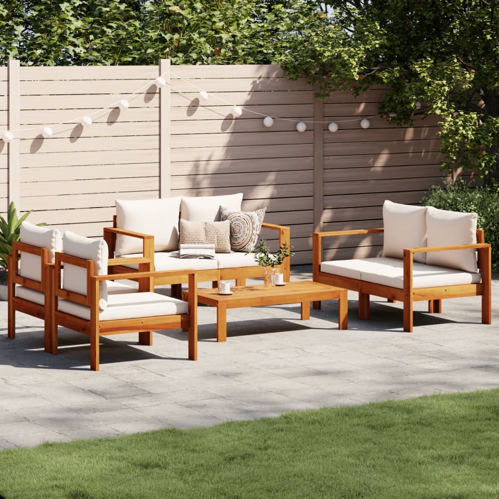 5-delige Loungeset met kussens massief acaciahout – afbeelding 1