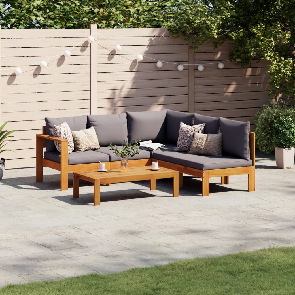 4-delige Loungeset met kussens massief acaciahout – afbeelding 1