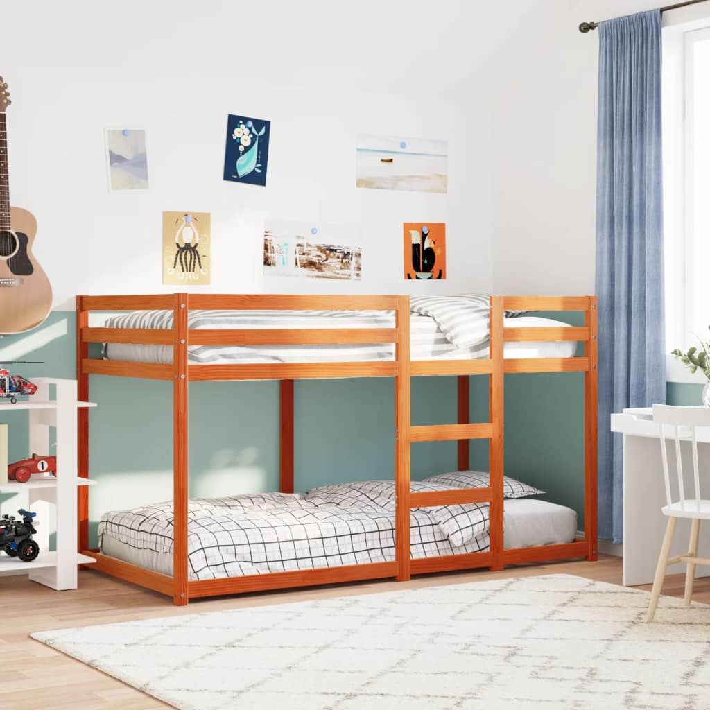 Stapelbed massief grenenhout wasbruin 90x190 cm – afbeelding 1