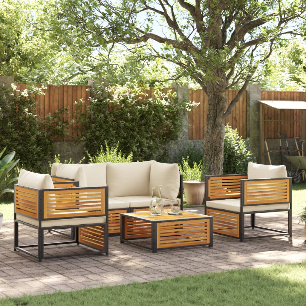 5-delige Loungeset met kussens massief acaciahout – afbeelding 1