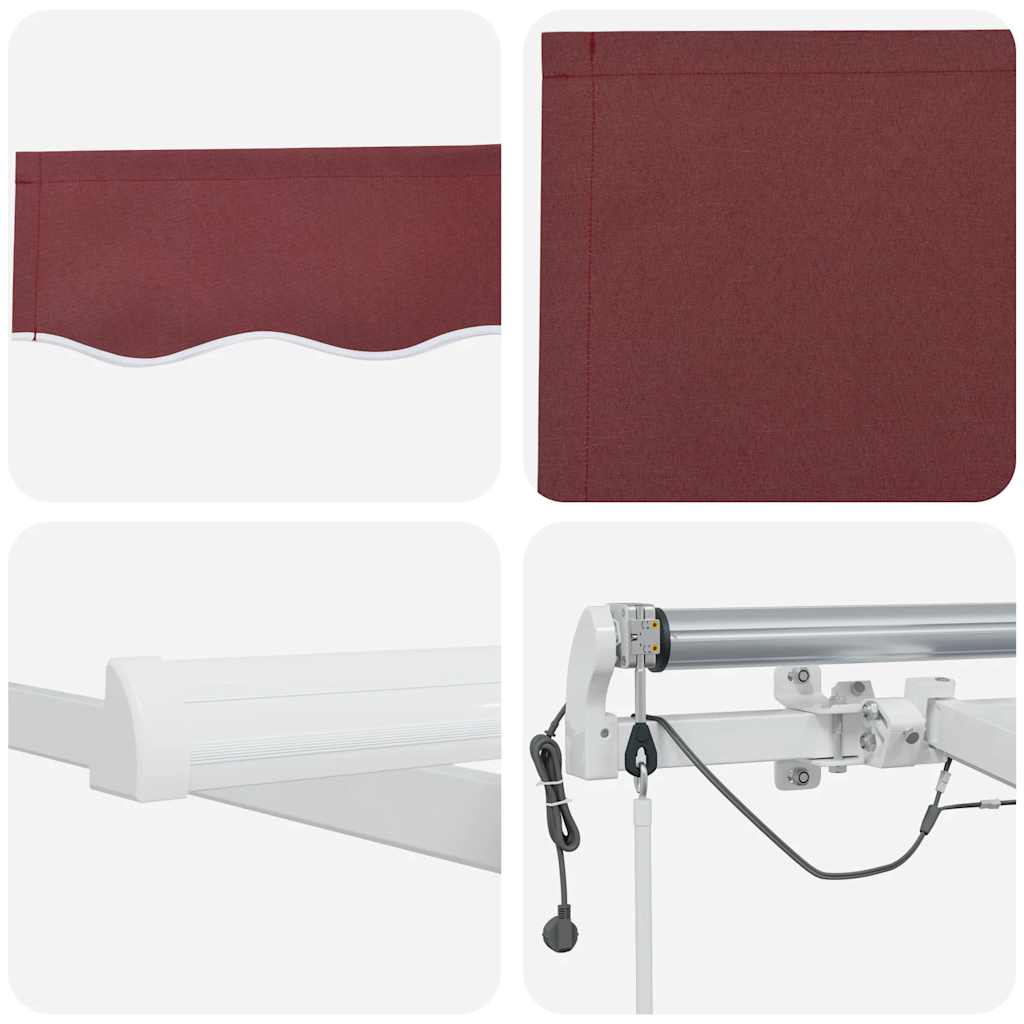 Luifel automatisch uittrekbaar met LED 300x250 cm bordeauxrood – afbeelding 11