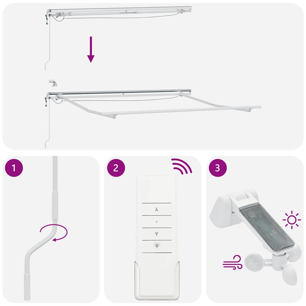 Luifel automatisch uittrekbaar met LED 300x250 cm bordeauxrood – afbeelding 12