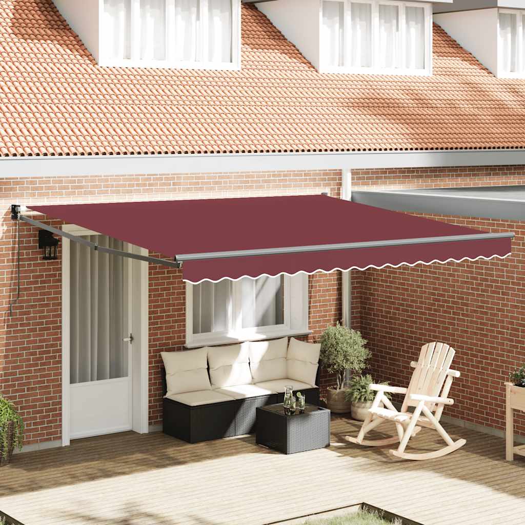 Luifel handmatig uittrekbaar 400x300 cm bordeauxrood – afbeelding 1