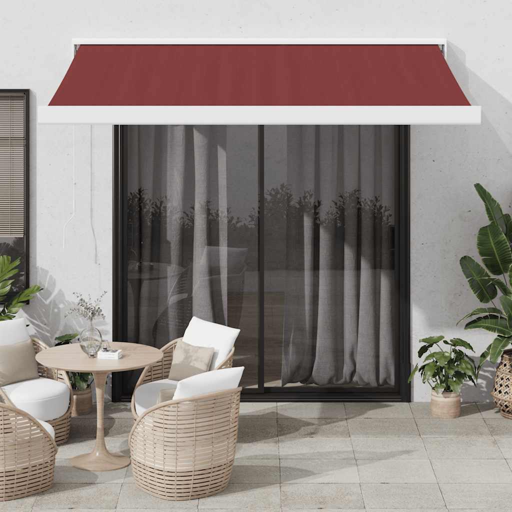 Luifel handmatig uittrekbaar 350x250 cm bordeauxrood – afbeelding 1