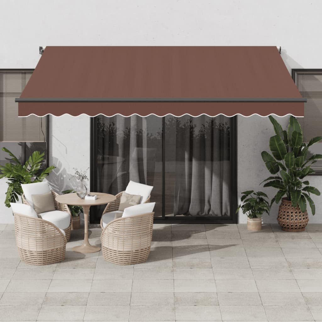Luifel automatisch uittrekbaar met LED's 400x350 cm bruin – afbeelding 1
