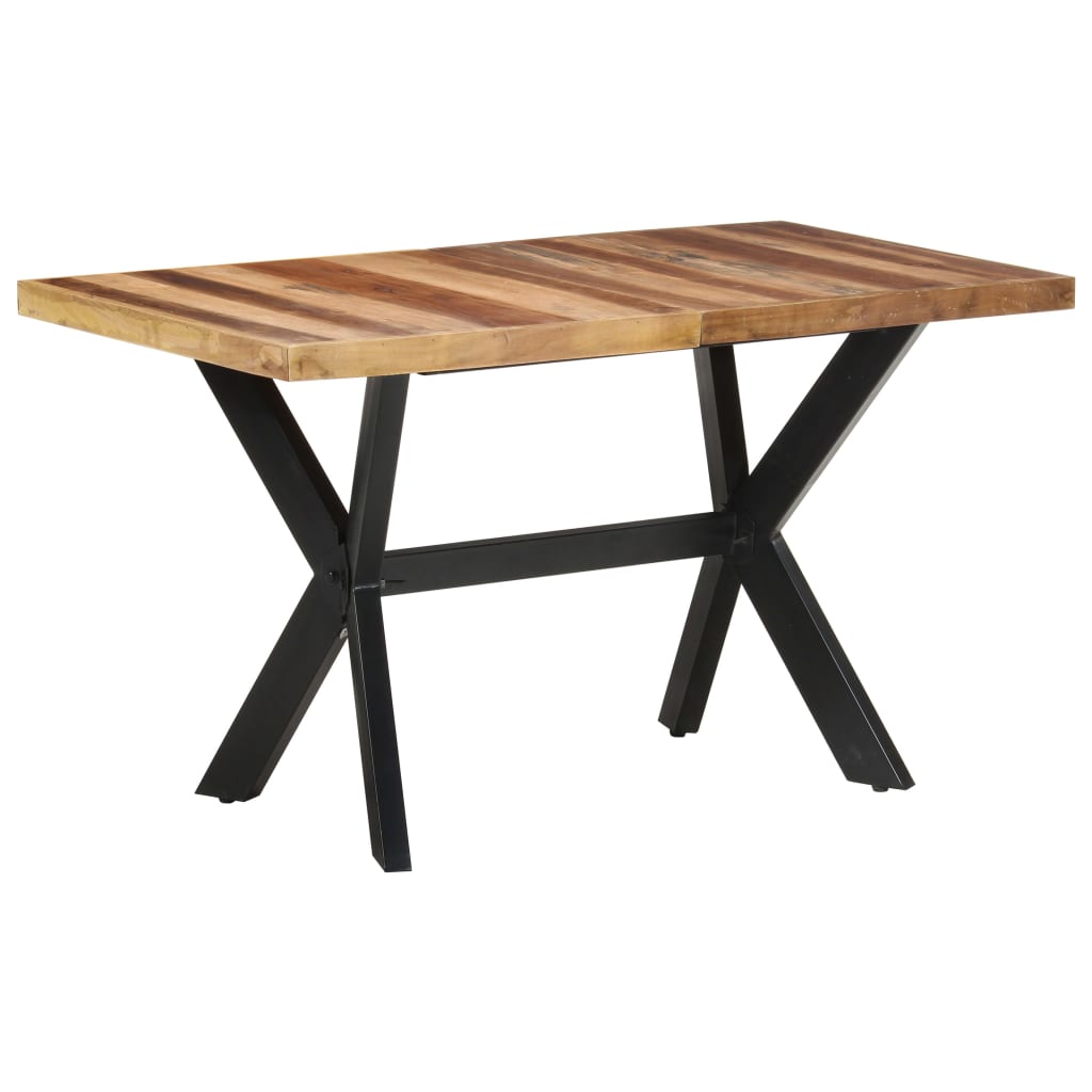 Eettafel 140x70x75 cm massief hout met honingkleurige afwerking – afbeelding 1